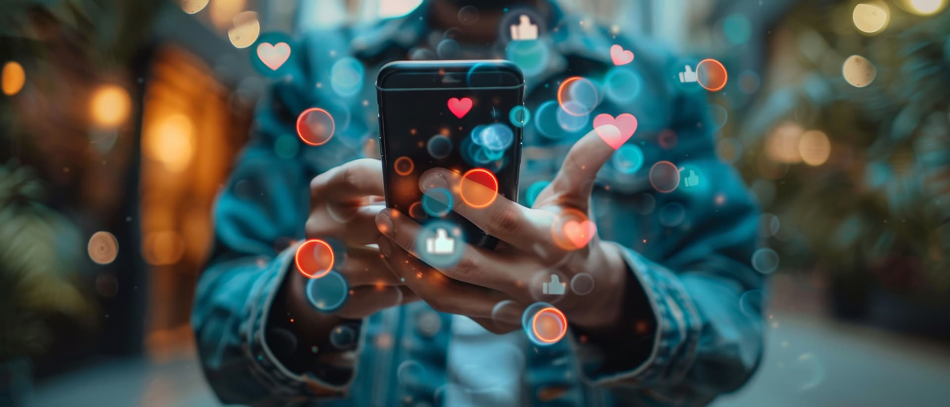 Symbolbild für LinkedIn im Krankenhaus: Hände halten Smartphone mit Social-Media-Reaktionen