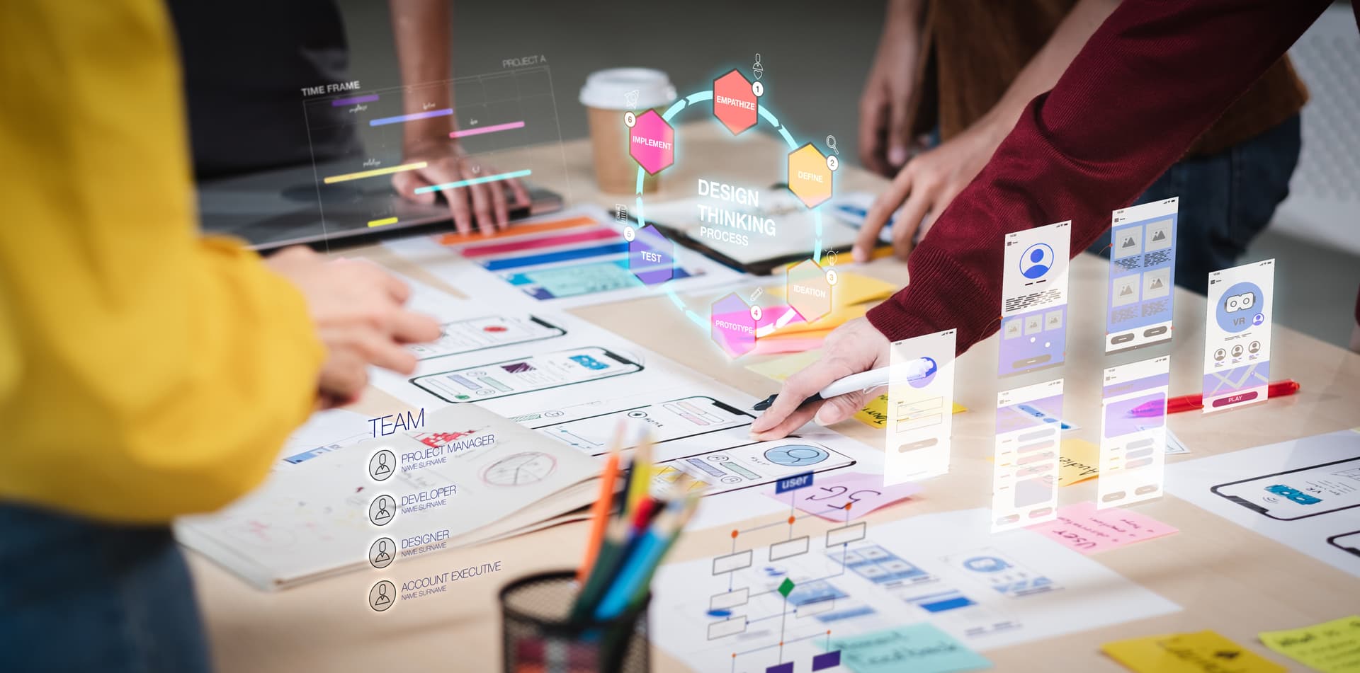 Kreatives Team bei Design-Thinking und UX/UI-Entwicklung für Pflegekommunikation