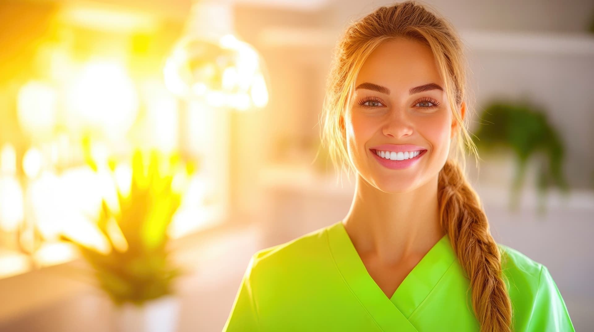 Lächelnde Pflegekraft symbolisiert menschliche Seite digitaler Sichtbarkeit