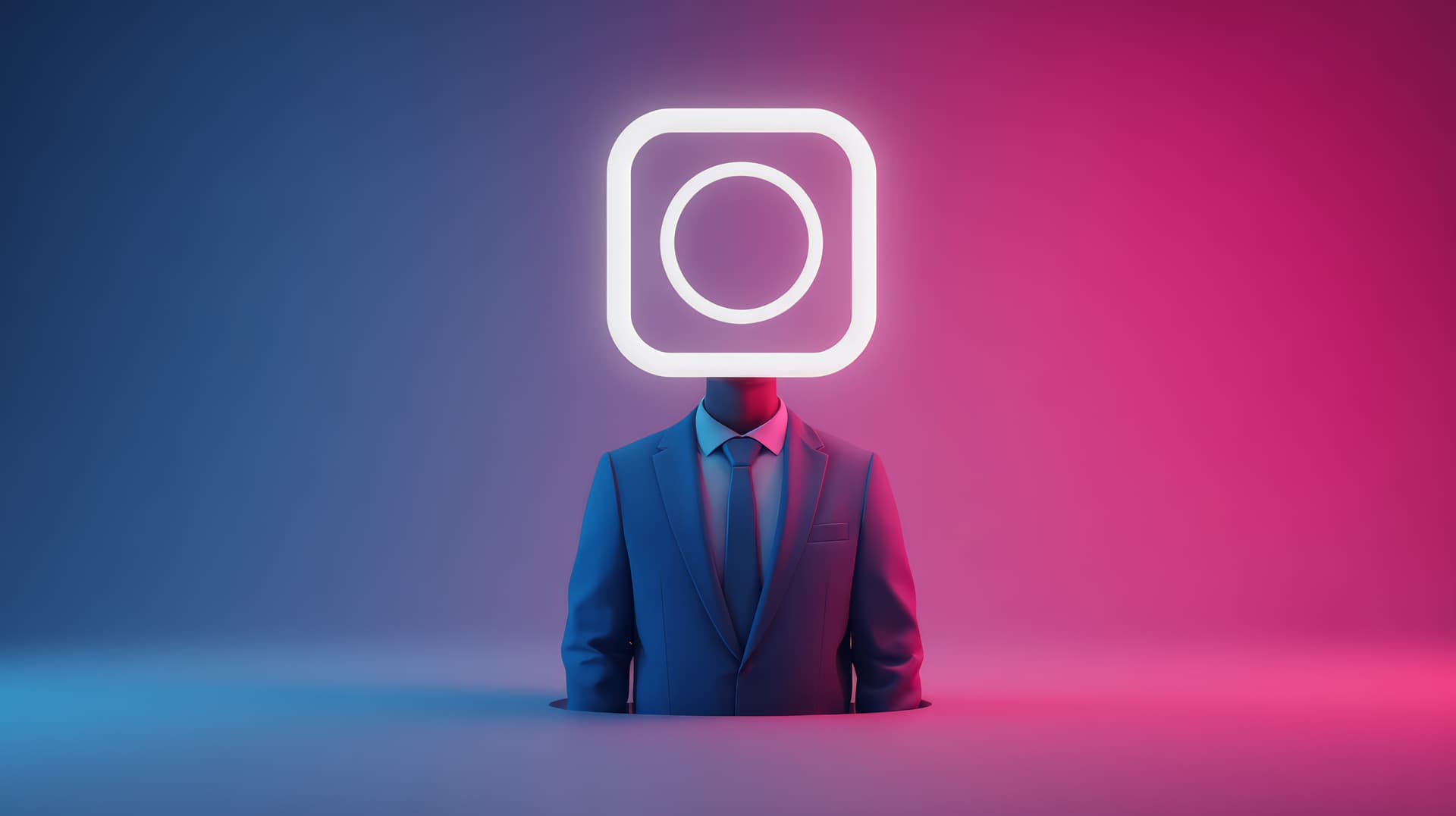 Symbolbild für Instagram im Krankenhaus-Recruiting: Figur im Business-Anzug mit Instagram-Logo als Kopf